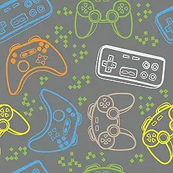 Papel De Parede 12m Adesivo Lavável Gamer Controle Cinza