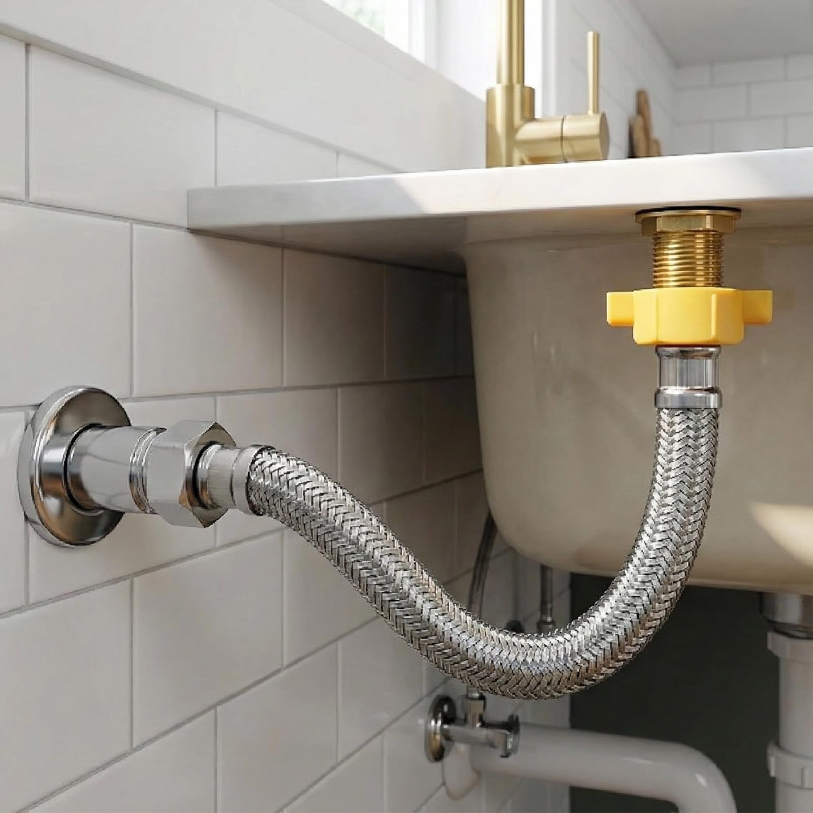 Tubo flessibile 1/2", 2 pezzi 20 cm, tubo corazzato in acciaio inox, prolunga per rubinetto, tubo flessibile di collegamento in acciaio inox per rubinetto valvola angolare