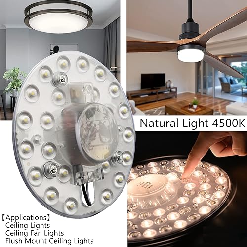 Miniatura 6 de OLYMSTAR Kit de luz LED para ventilador de techo de 15 W panel de luz LED para luces de ventilador de techo de montaje empotrado panel de luz LED de