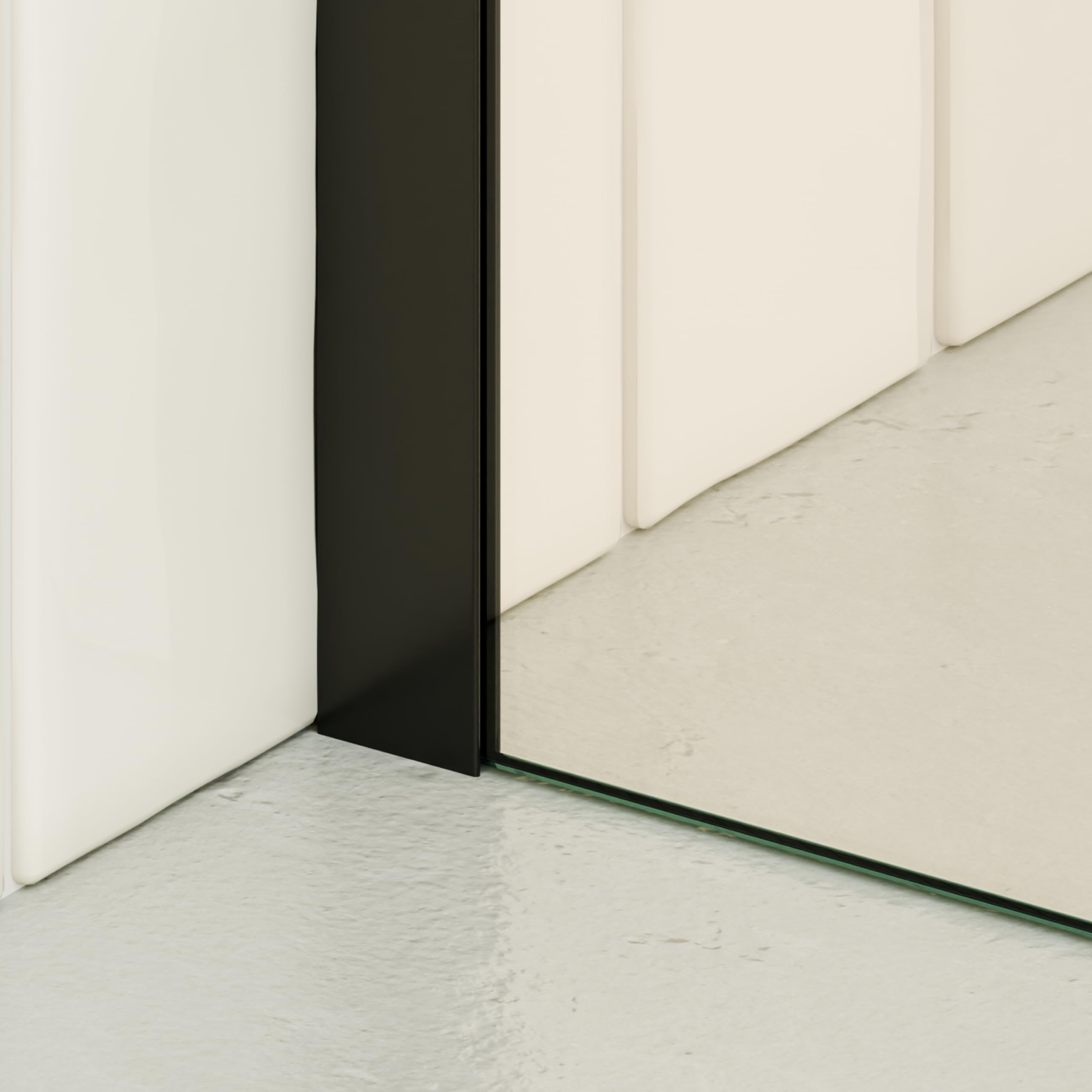 Mampara de Ducha, Panel Fijo, Walk In Fiona 130x200 cm - Vidrio de Seguridad Templado Transparente de 10 MM, Barra Estabilizadora 20BM y Perfil de Pared de Inox Negro