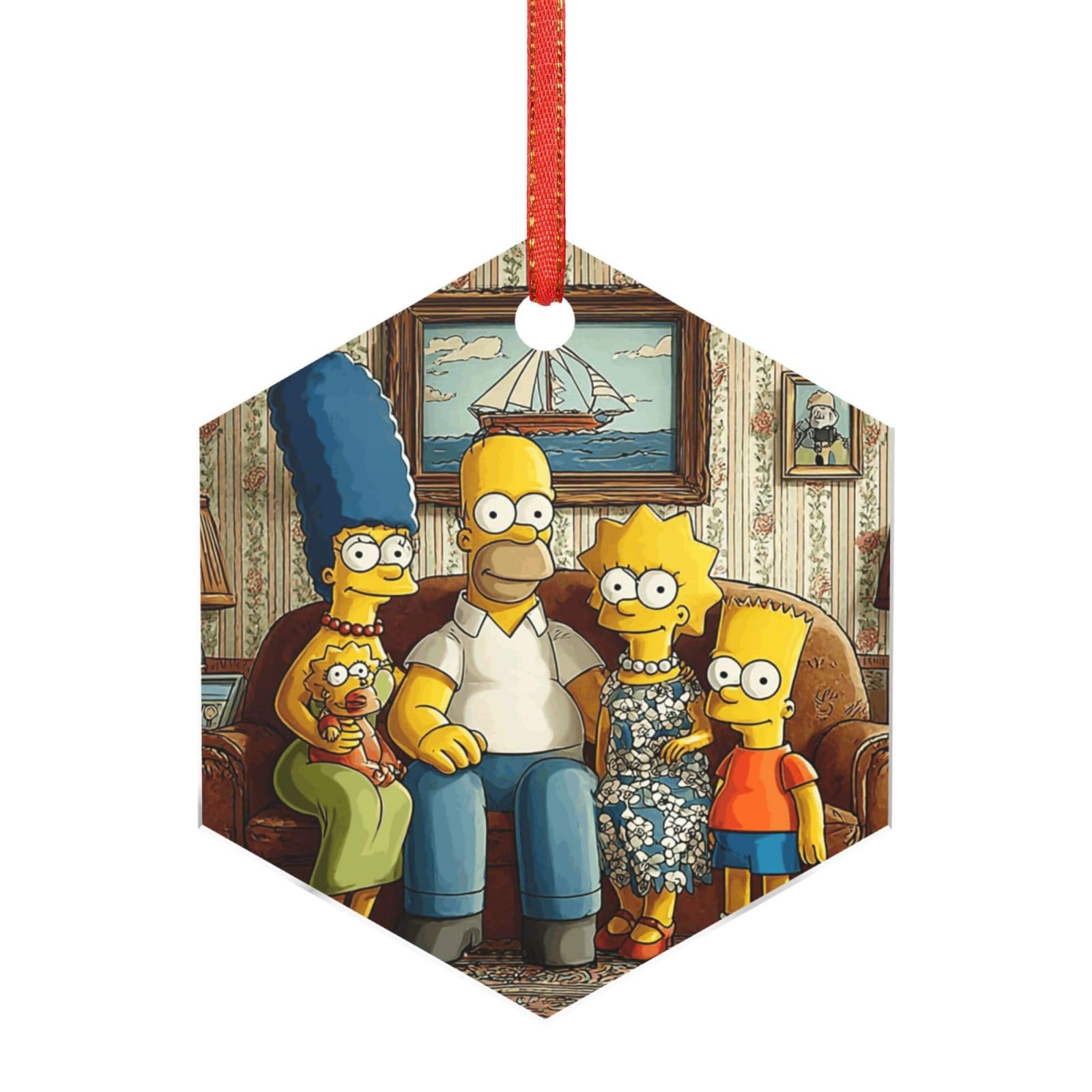 Hjkjkkj Hexagon Acrylic Ornament Christmas Tree Decoration Clear Round Pendant With Red Ribbon Simpsons Christmas Ornaments Indoor Outdoor Hanging Acrylic Pendants For Xmas Party Decor