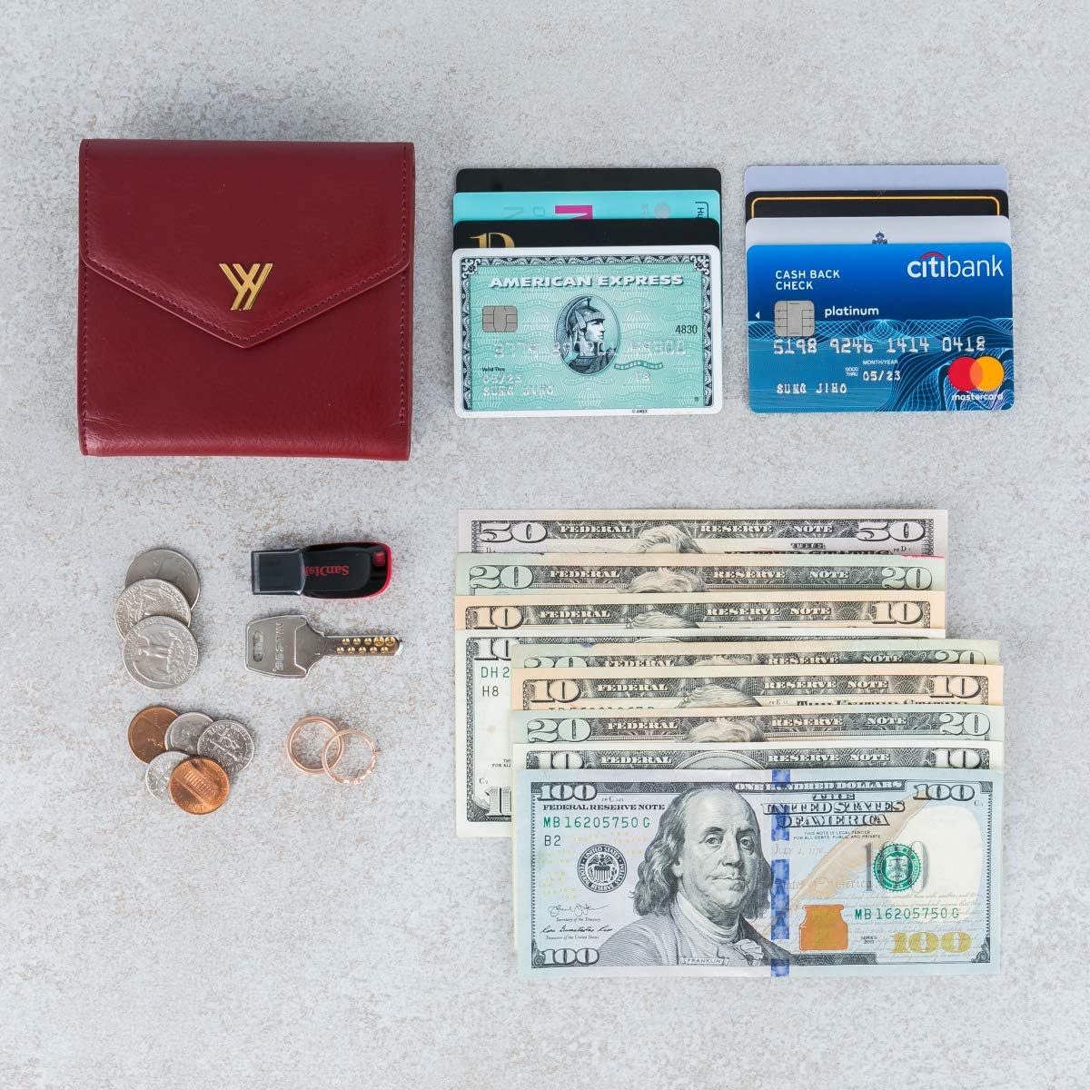 YBONNE Women's Small Compact Bifold Pocket Wallet, Made of Finest Genuine Leather (Red) - Image 5