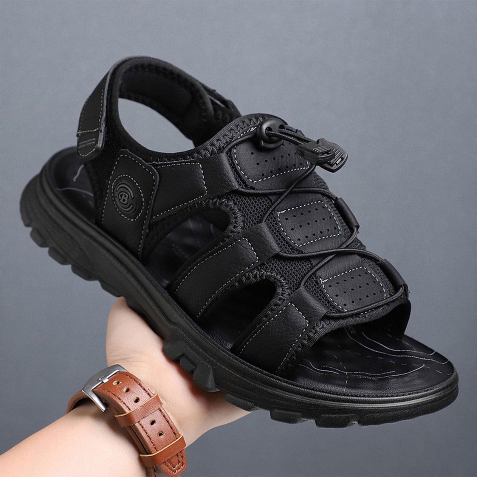 Sandales de Randonnée Homme Femme ​Cuir Fermées Été Extérieur Chaussures de Sport Plage Chaussures d'eau Plage Closed-Toe