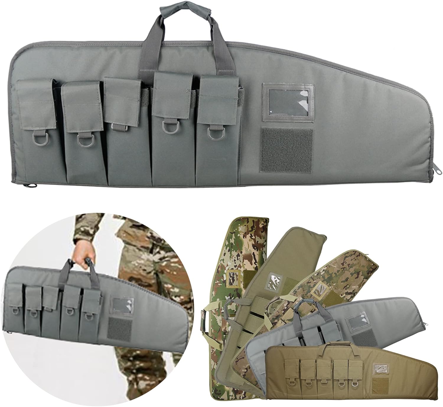 Rifle Cases - Heavy-Duty, Waterproof Nylon, Shoulder Strap & 5 Tool Pouch Soft Rifle Case - Airsoft Gun Case