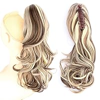 Vista 2 de DIGUAN Extensiones de cola de caballo cortas con clip, onduladas, rizadas y onduladas, sintéticas envolventes con clip, de 13 pulgadas, para mujeres