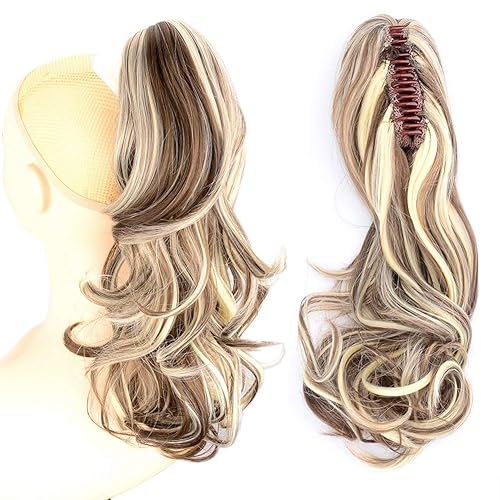 Miniatura 2 de DIGUAN Extensiones de cola de caballo cortas con clip, onduladas, rizadas y onduladas, sintéticas envolventes con clip, de 13 pulgadas, para mujeres