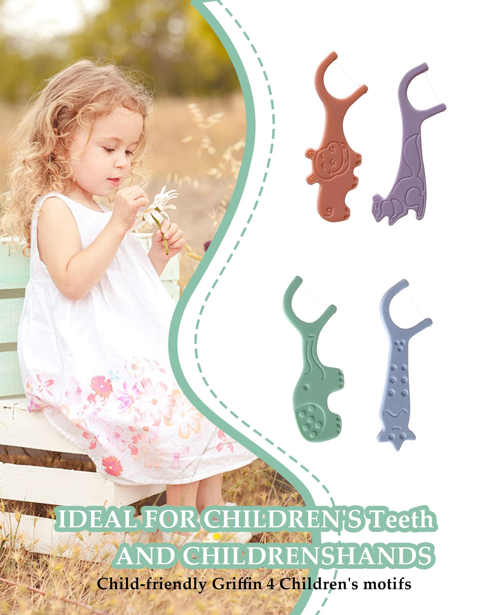 Confezione Da 80, Filo Interdentale Bambino, Resistente All'usura, Archetti Filo Interdentale, Inodore, Infrangibile, Adatto Per Spazi Stretti Tra I Denti, Con Impugnatura Adatta ai Bambini