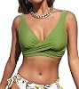 CUPSHE Women's Bikini Top V Neck Wrap Look Crossover Lace Up Bralette Swimwear Wide Straps Bikini Top