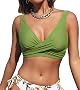 CUPSHE Women's Bikini Top V Neck Wrap Look Crossover Lace Up Bralette Swimwear Wide Straps Bikini Top