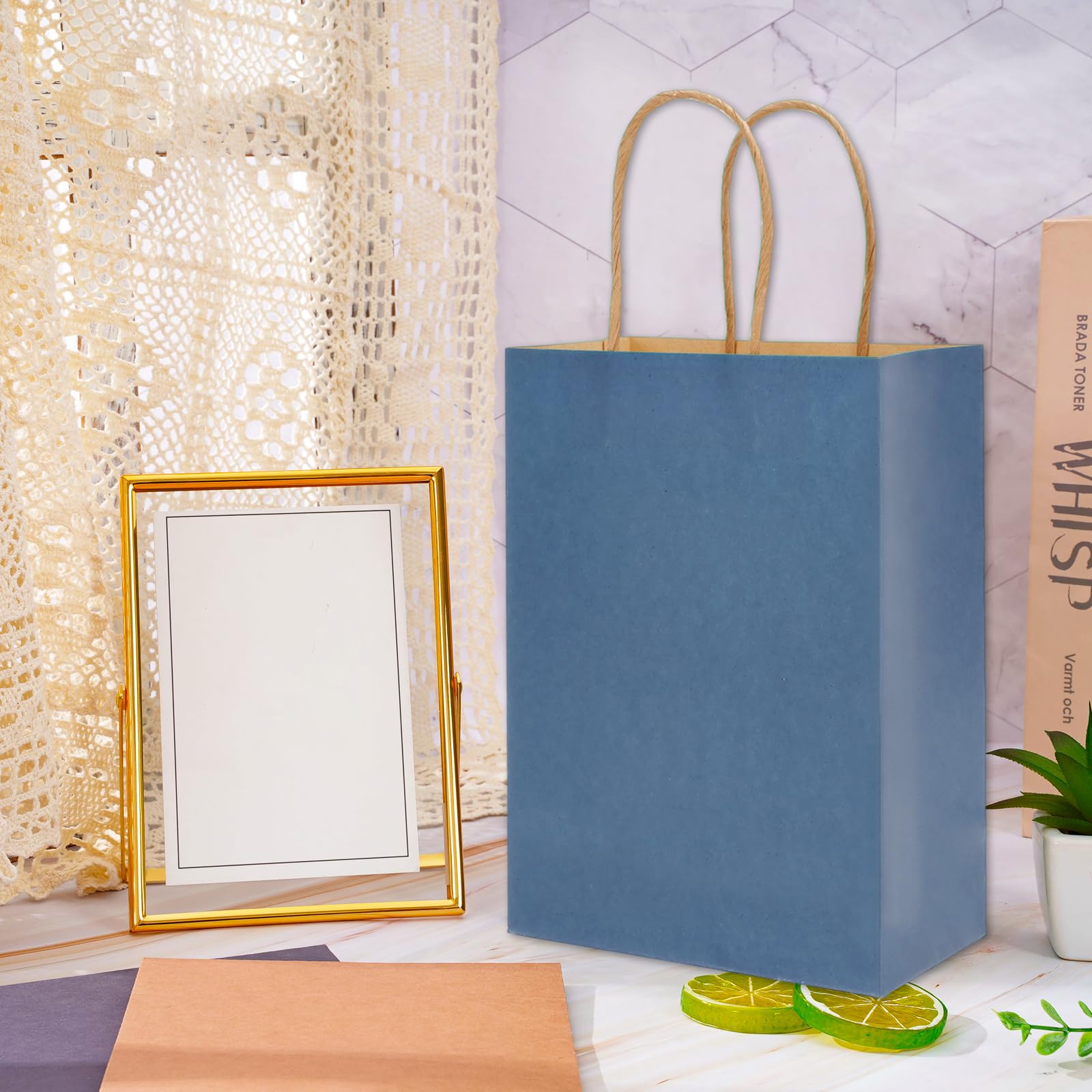 JarThenaAMCS 36 Stück Boho-Kraftpapiertüten, neutrale Farben, Geschenktüten mit Griffen, Vintage-Leckerli-Tüten, Süßigkeiten-Beutel für Hochzeit, Babyparty, Geburtstag, Party, Gastgeschenk