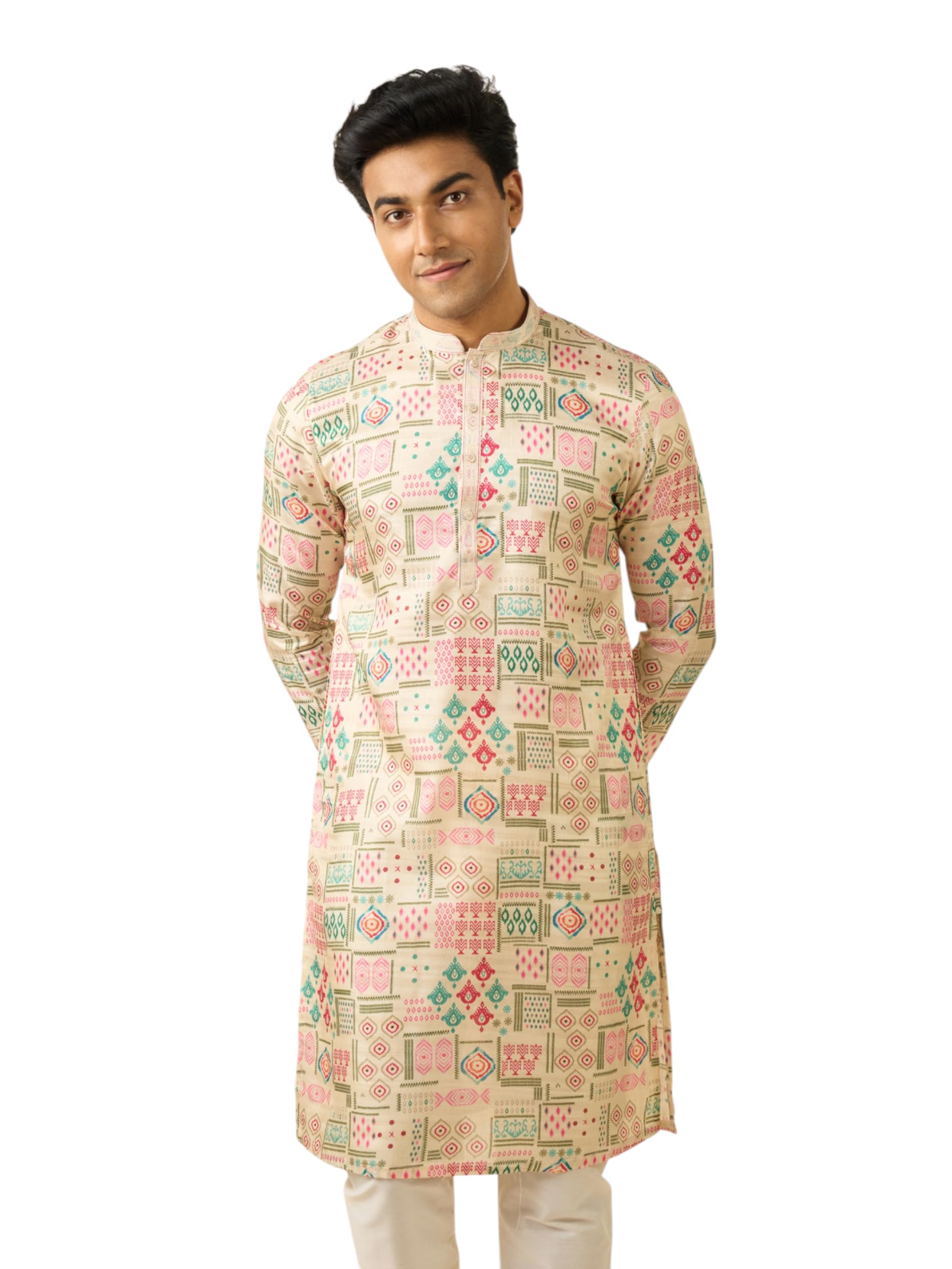 diwas by manyavar Men's Art Silk Abstract Prints Kurta (1pc)-picture-51
