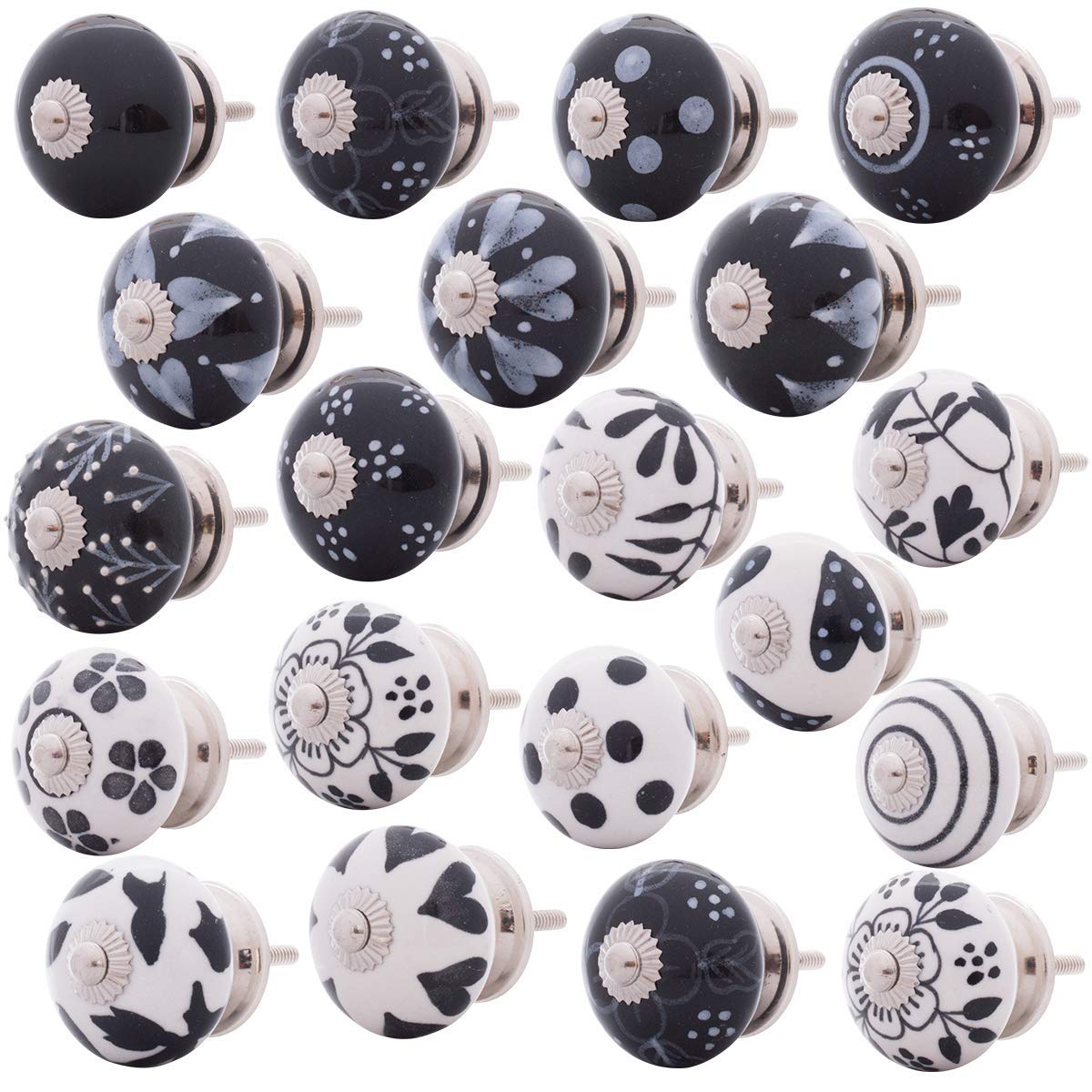 Boutons en céramique pour remplacer poignée tiroir cassée lot de 20 vintage noir