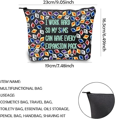 Miniatura 2 de WCGXKO Bolso divertido del maquillaje del juego de la mercancía del juego del regalo del videojuego para el jugador, TRABAJO DURO, Cremallera
