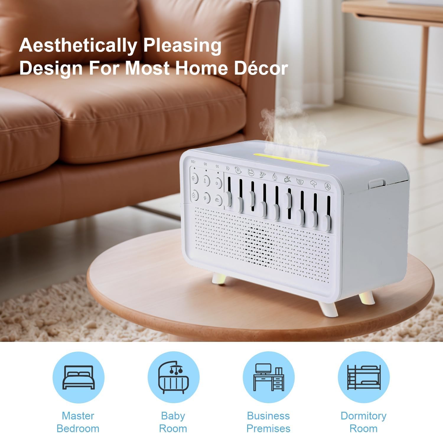 Starnearby Machine à Bruit Blanc, Haut-parleur Bluetooth à LED, Diffuseur d'huiles Essentielles Bruit Blanc, Veilleuse avec Minuterie e Exercices de Respiration pour Adultes et Bébés