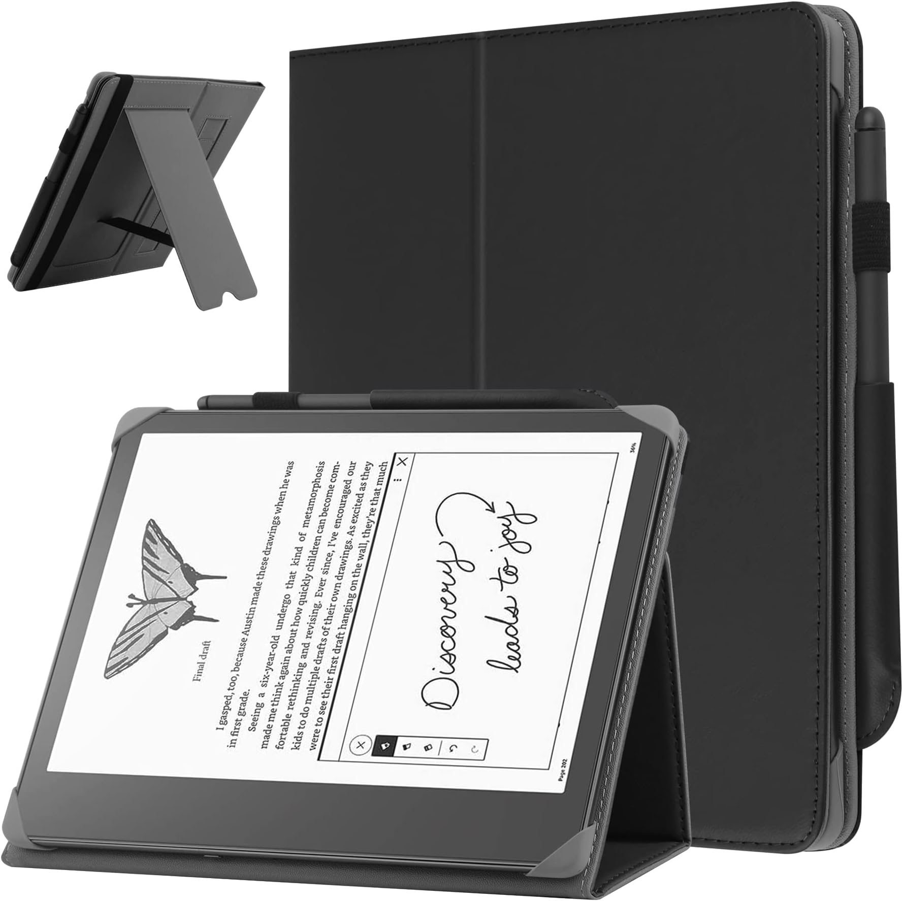 Universal 10.2-10.3 Inch Digital Paper Case,Premium PU Leather Stand Cover with Handstrap and Stylus Pen Holder Compatiable with Scribe 2022/note air 2 Plus/Note Air 10.3-Black