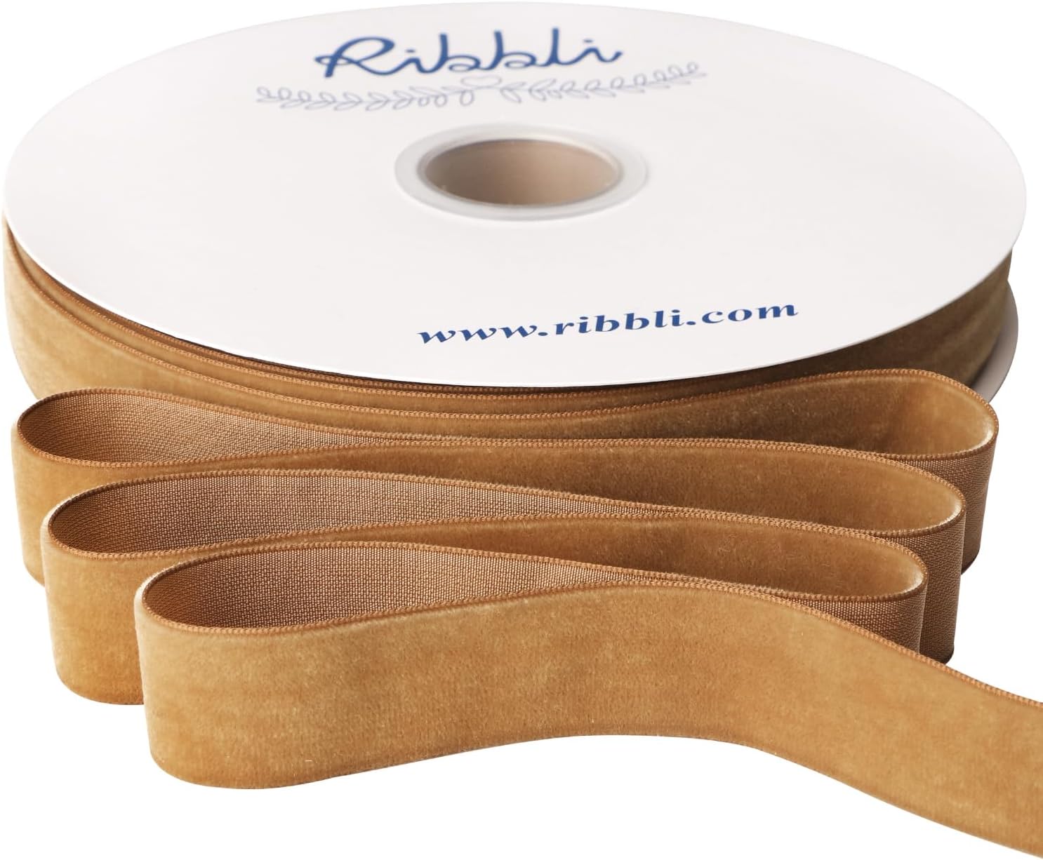 Ribbli Khaki Velvet Ribbon 1 Inches Continuous 25 Yard Spool Khaki Christmas Ribbon for Gift Wrapping Crafts Home Decor