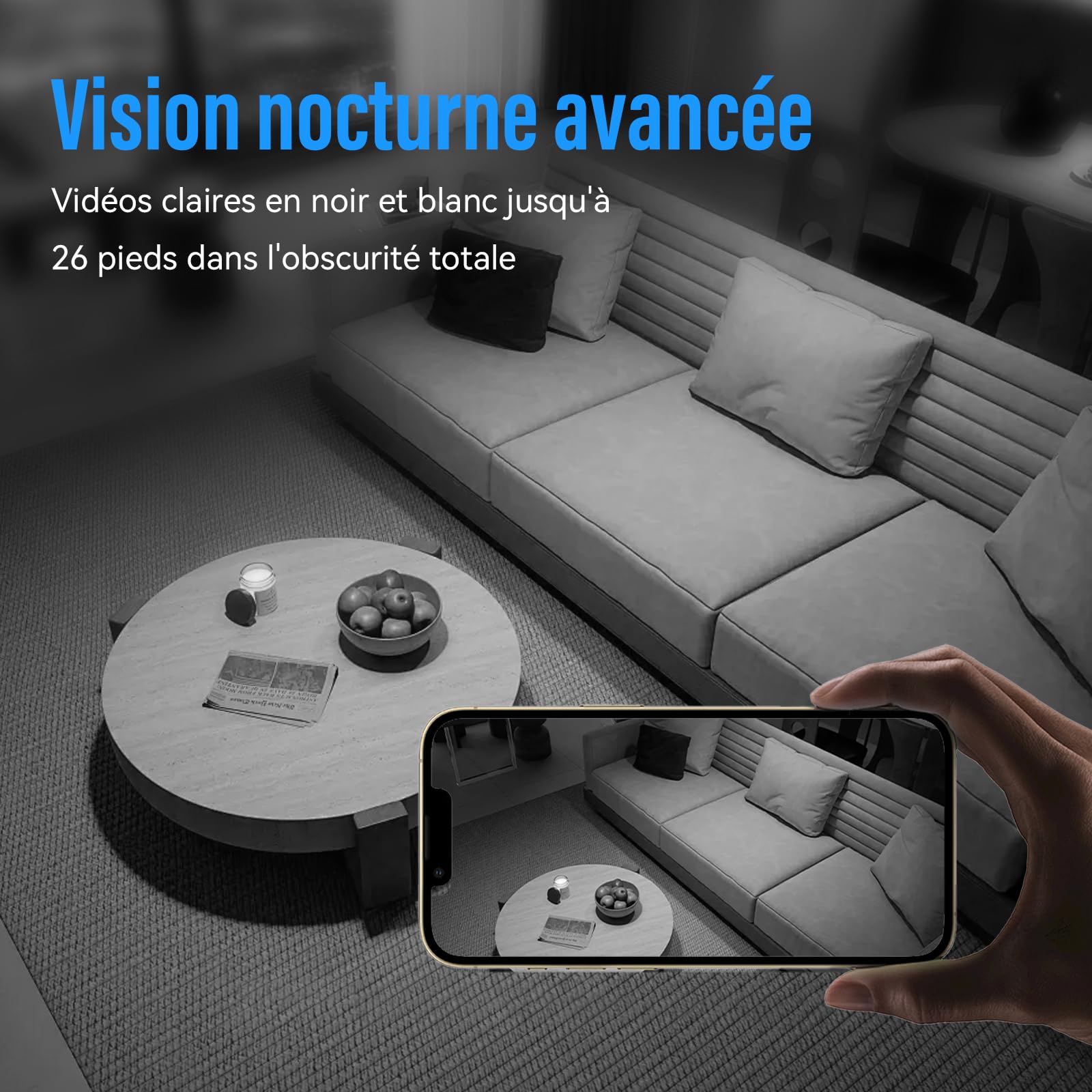 mini telecamera spia nascosta Interna 4K UHD Videocamera Sorveglianza con Visione Notturna, Mini Telecamera Spia Nascosta, Notifiche Movimento Istantanee, Doppia Memoria SD/Cloud