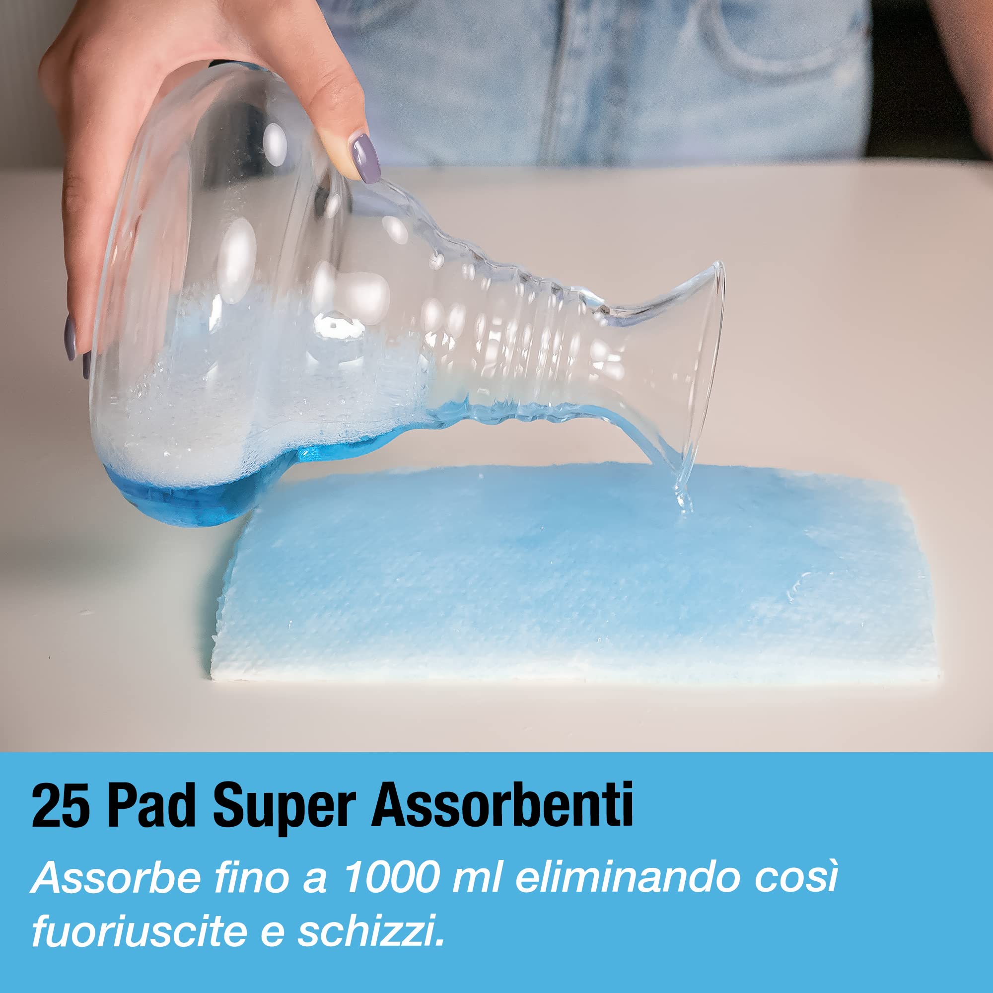 Set di Padelle Sagomate con 25 Imbottiture e Pad Super Assorbenti - Padella Sanitaria da Letto Per Uso Ospedaliero o Domestico di Pazienti Anziani e Costretti a Letto - I Pad Assorbono fino a 1000 ml