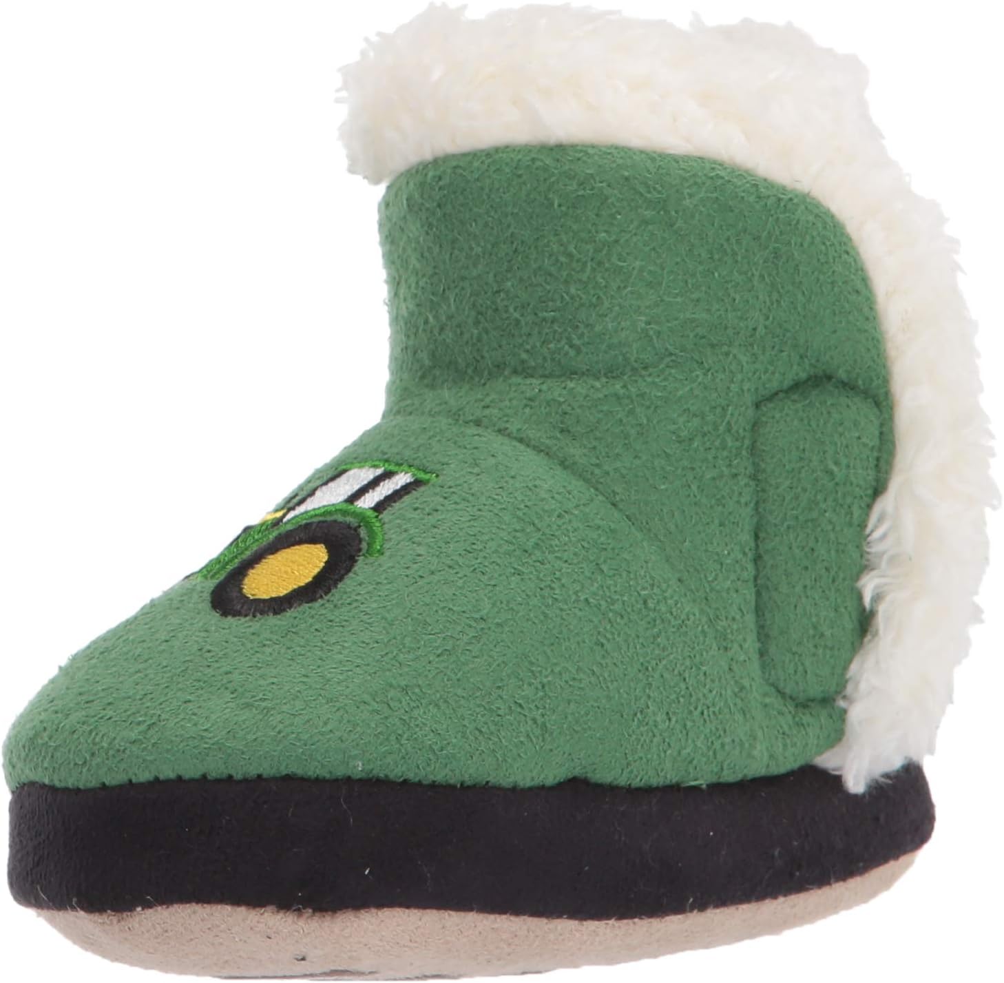 Green Tractor Baby Slippers for Newborns and Infants Sherpa Lined