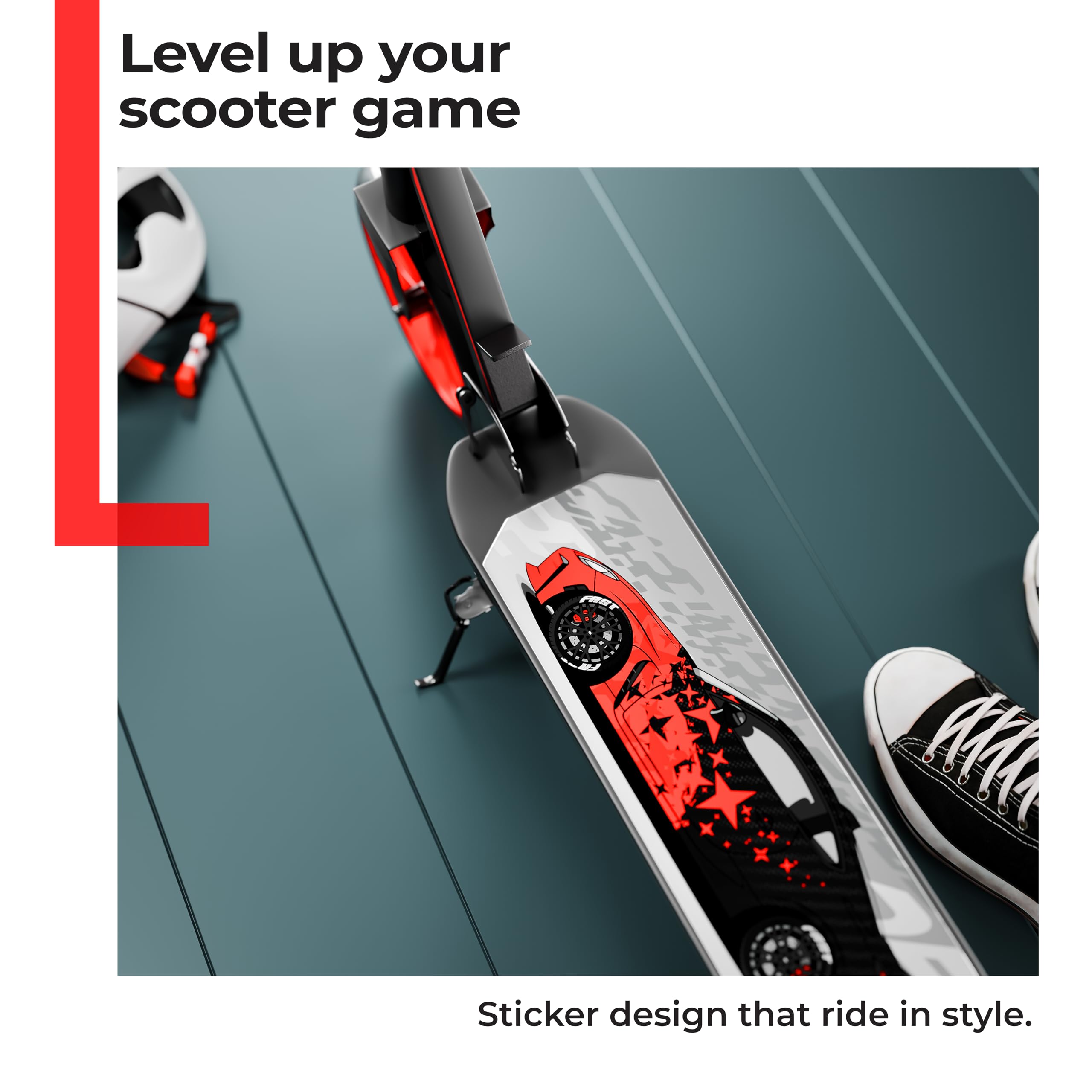 Lifelong Kick Scooter | Scooter for Kids 6-12 Boys & Girls | Foldable Adjustable Height Kick Scooter | 100 Kg Capacity | Big Wheels | Rear Brake | Outdoor Ride Gift for Kids (Black & Red)