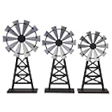 Gogogmee 3pcs Wooden Windmill Farmhouse Tabletop Decor Mini Windmill Ornament Industrial Style Desk Art Sculpture for Home Office Desk and Study