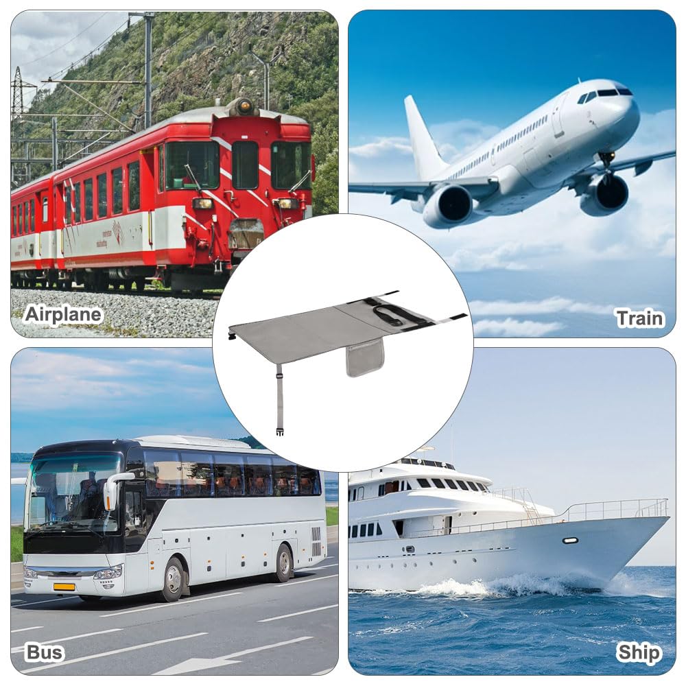 Reposapiés de Avión para Niños, Cama de Avión para Bebé, Extensión de Asiento de Avións, Cama de Viaje de Avións Portátil Plegable, Cuna Avióne Infantil, para Volar, Automóviles, Trenes (Gris) — view 7