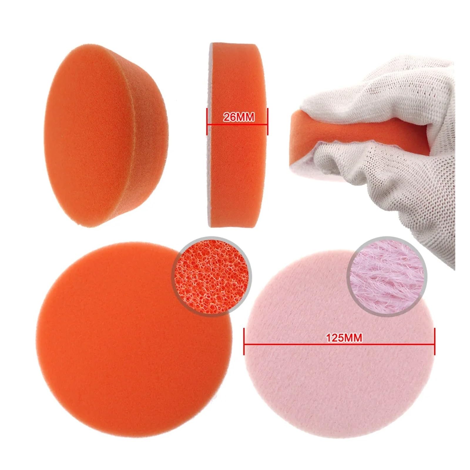10/20 szt. polerskich gąbek 5-calowa płyta podkładowa gąbka 125 mm zestaw tarcz tnących do polerowania i woskowania samochodu(20Pcs Mixed)
