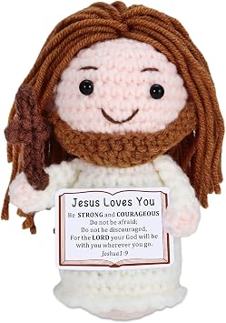 Jesus Gifts with Blessing Card - First Communion Gifts for Girls Boys Teens Religious Baptism Confirmation - Inspiring Christian Crochet for Women Men Valentines Crochet Easter Basket Stuffers