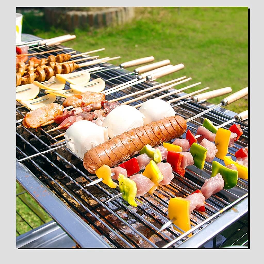 Stainless Steel BBQ Charcoal Grill Smoker Barbecue Stove in The Wild Home Indoor Folding Portable for Outdoor Cooking Camping Hiking Picnics Silver