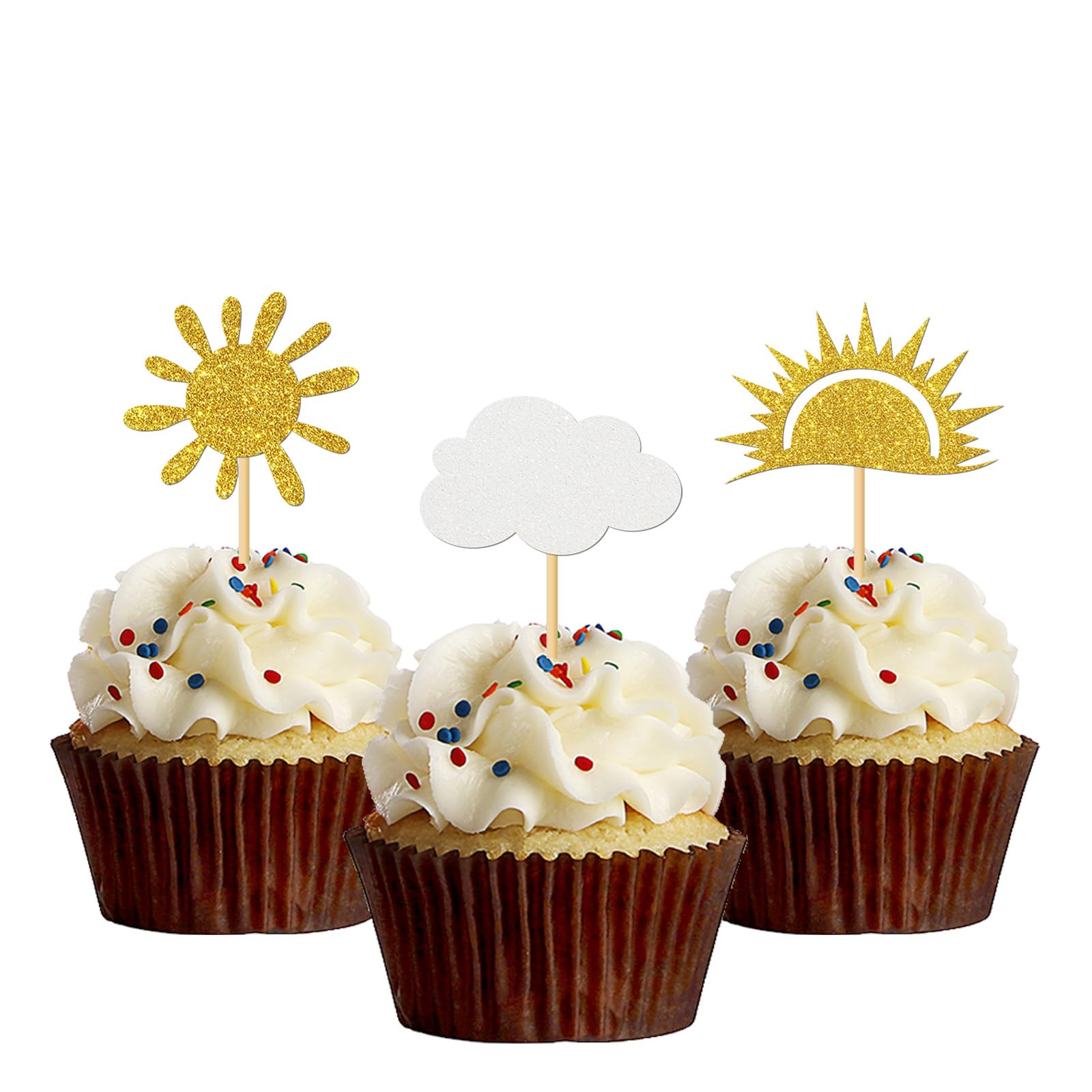 MonMon & Craft Sunshine Cloud Cupcake Toppers/Sun Theme 1st Birthday Cupcake Toppers/Baby Shower/Children Birthday Sign You're My Sunshine Party