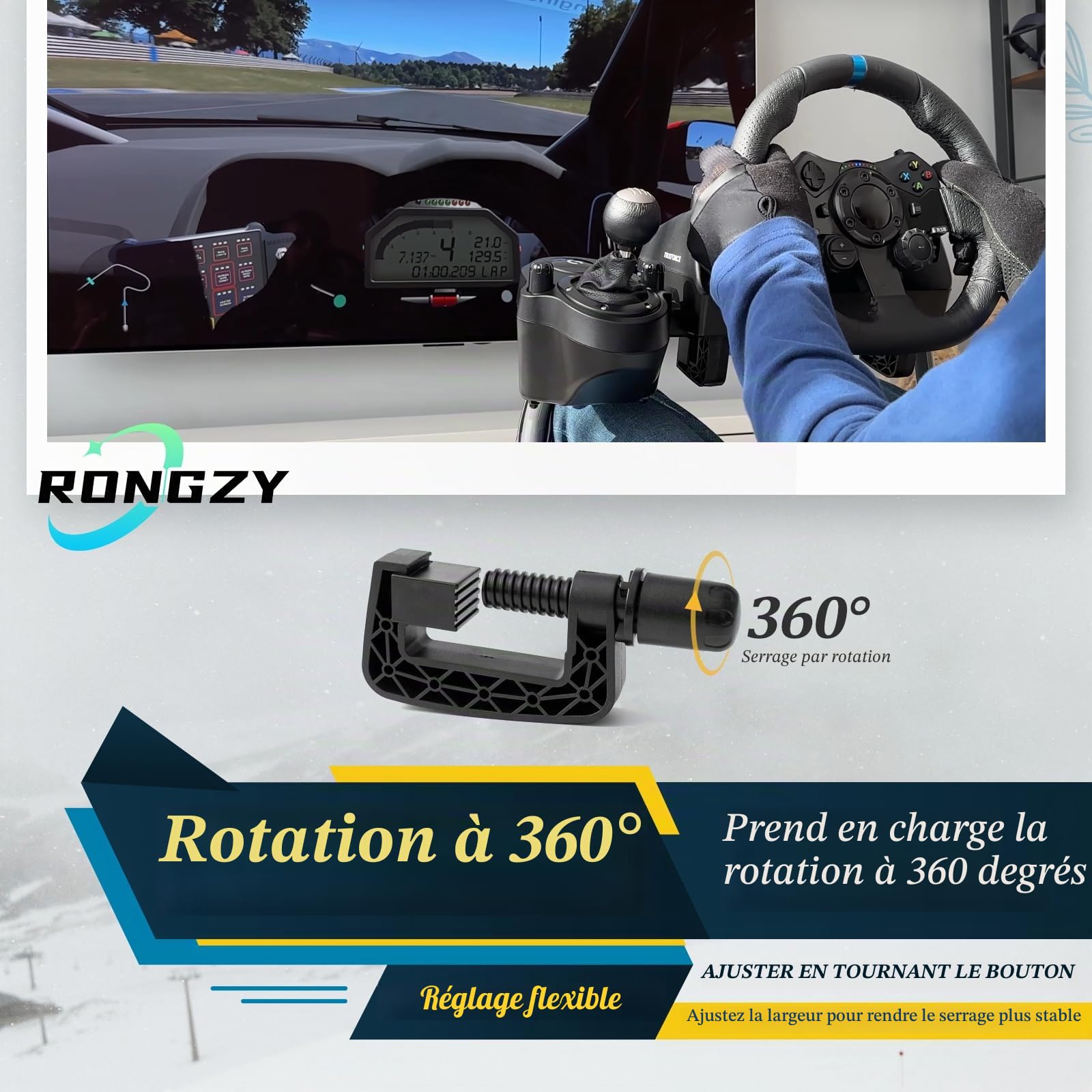 2 pcs pour Logitech G25 G27 G29 G920 G923 Fixation Pince De Volant,Vis et Boulons de Remplacement pour Volants de Course Inclus Outils（XX）