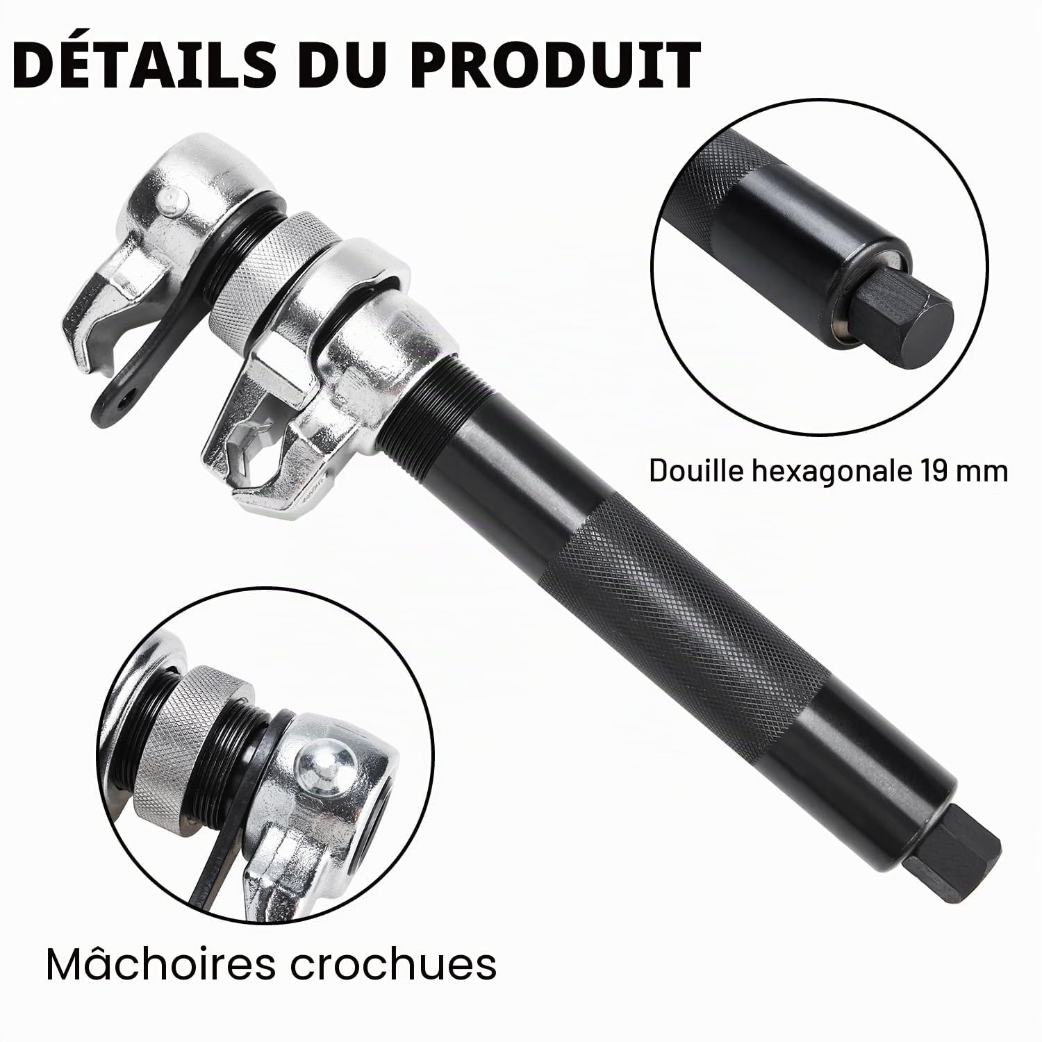 FreeTec Lot de 3 tendeurs à ressorts | Outil professionnel pour ressorts de voiture | Tuning et abaissement | Tendeur pour amortisseurs | Charge maximale 1,2 t (1200 kg) (rouge)