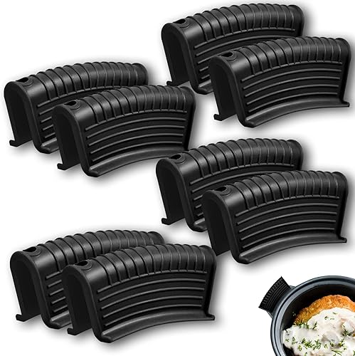 Miniatura 10 de 2 pares de fundas de mango auxiliar de olla de hierro fundido con alta resistencia al calor, funda de mango de sartén de silicona antideslizante