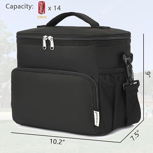 Miniatura 4 de Bolsa de almuerzo unisex aislada, negra, 10.2 x 7.5 x 9 pulgadas, tela Oxford duradera, forro PEVA, 3+ años