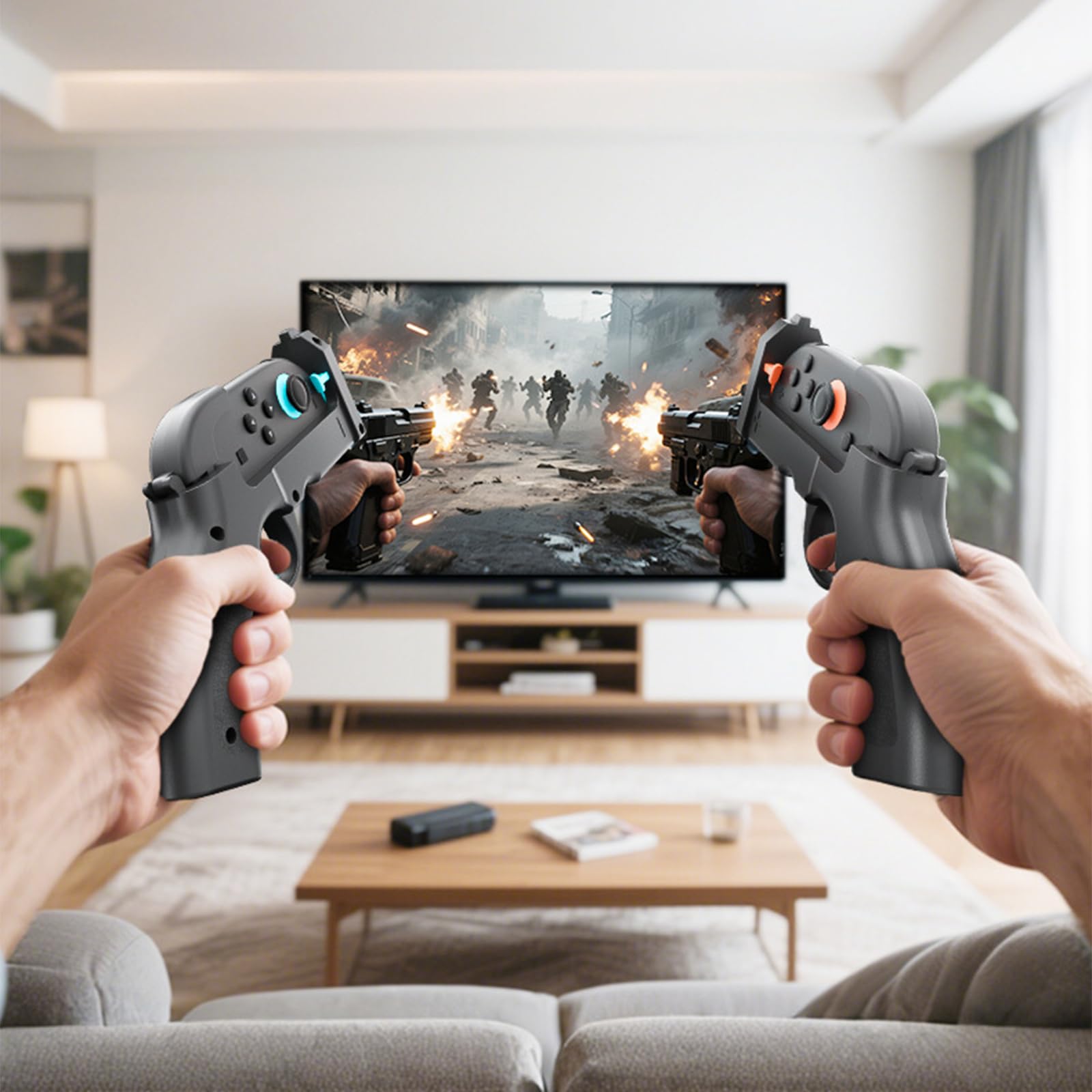 HTU Kit de disparo para Switch 2, empuñadura con forma de pistola y controladores