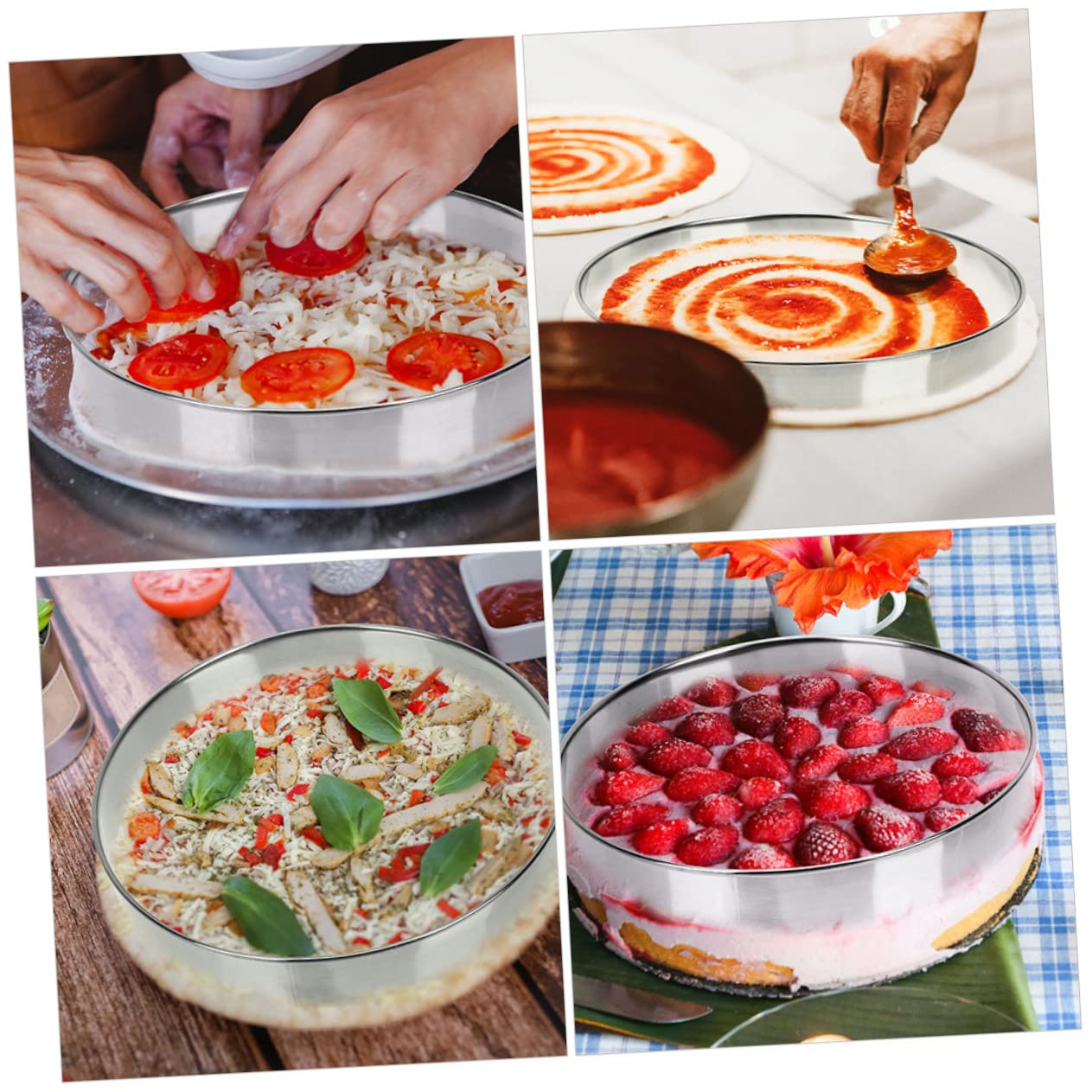 PRETYZOOM 4stücke Einstellbarer Pizza- Aus Edelstahl Wiederverwendbarer Tortenring Für Pizza-beläge Hitzebeständig Leicht Zu Reinigen Für Küche