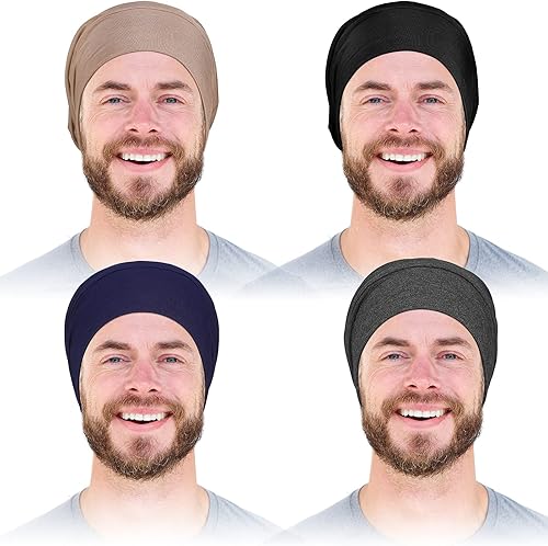 4 piezas de satén con forro de satén para dormir, gorro de dormir ajustable, gorro para dormir que no se decolora para hombres