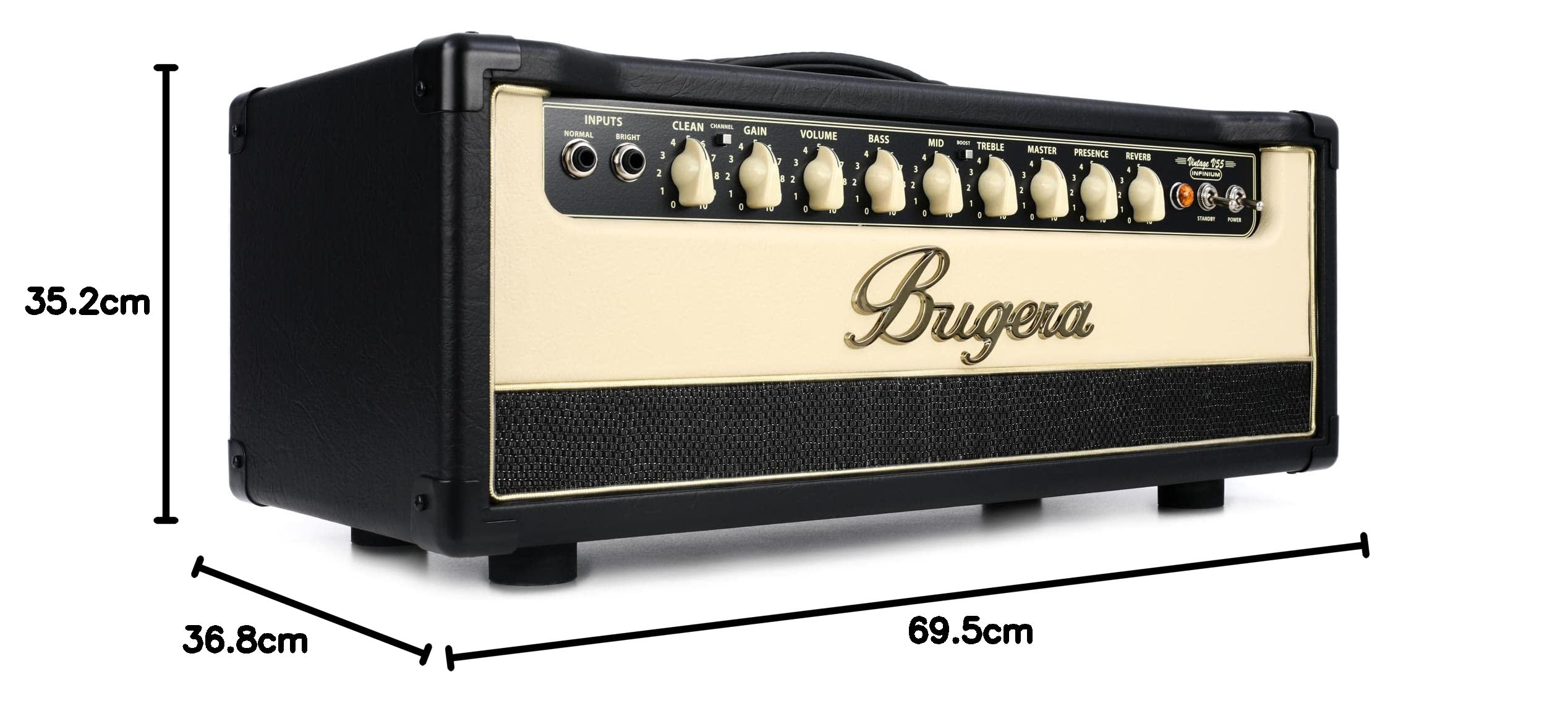 Bugera V55HD INFINIUM 55 Watt Vintage 2-Kanal-Röhrenverstärkerkopf mit INFINIUM Tube Life Multiplier und Reverb