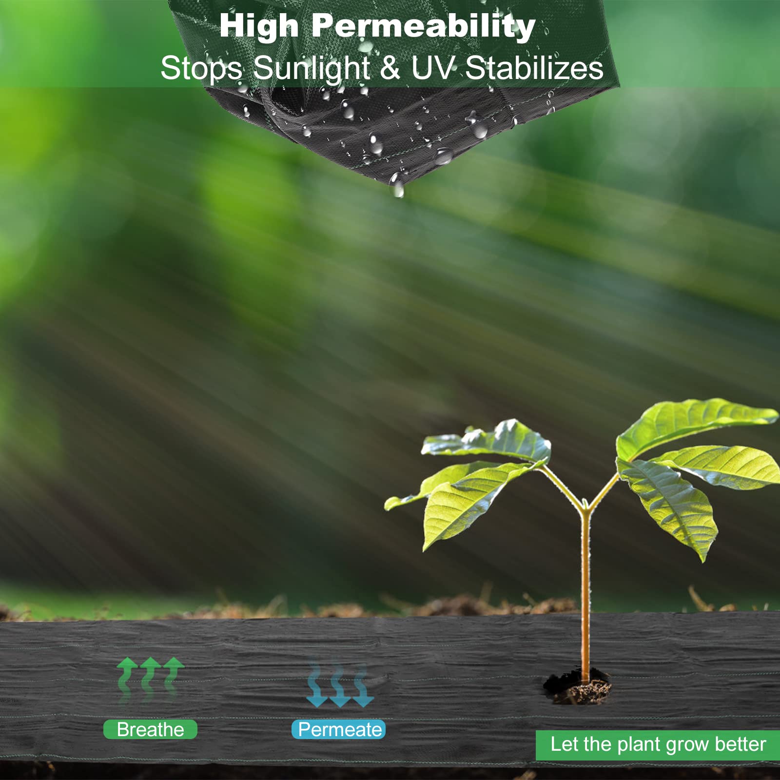 ABQ Weed Barrier Landscape Fabric 2.67Ft×100Ft (260sqft), 3.2oz Heavy Duty Weed Block Gardening Mat, Garden Weed Control Ground Cover Cloth Fabric for Outdoor Underlayment Driveway