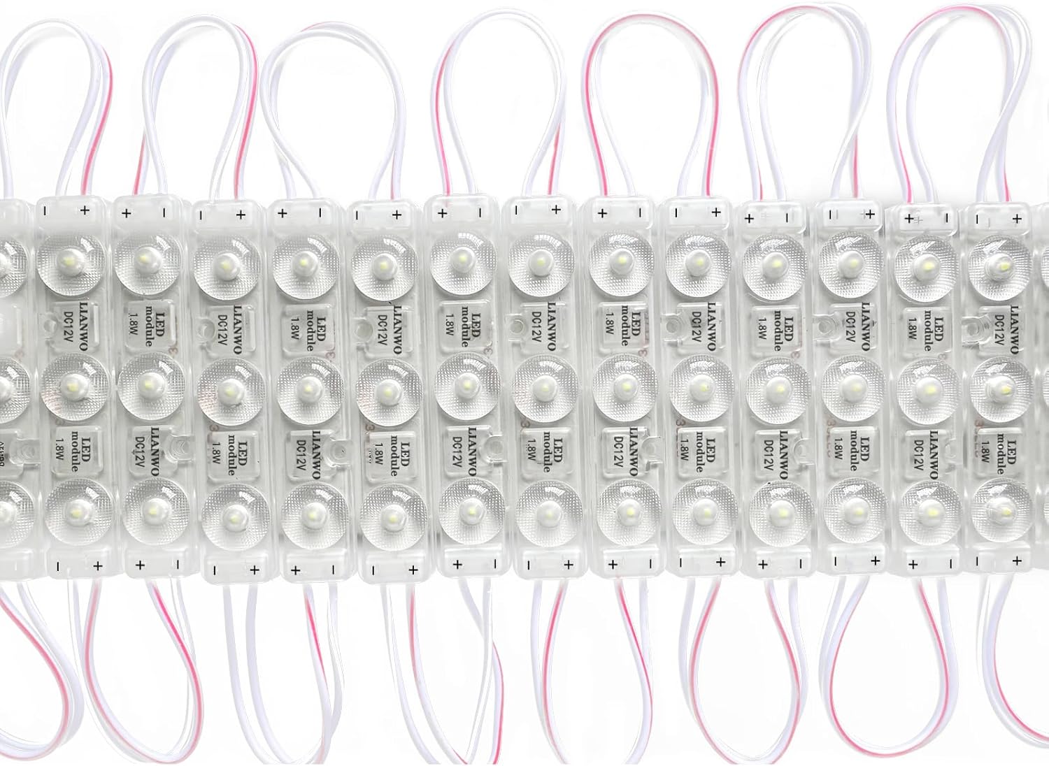 2835 LED Modules 200 Pieces - 3 LED High Intensity 150LM Commercial Light Strip, IP68 Waterproof, Suitable for Channel Letters and Advertising Signs, Peel and Stick Adhesive Backing (White, 100ft)