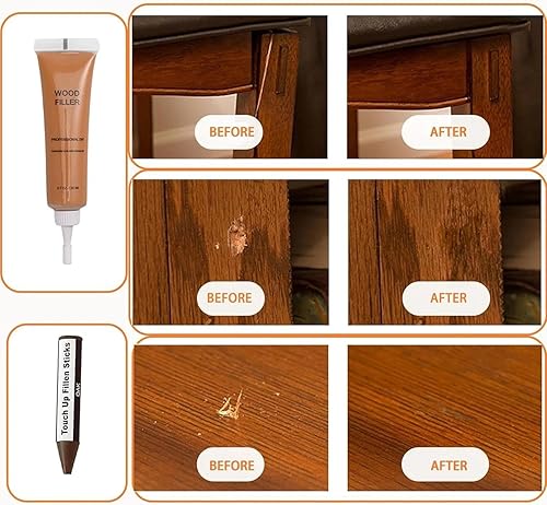 Miniatura 16 de Varillas de relleno de madera de 3 colores de cera blanca, kit de reparación de madera para arañazos, grietas, rasguños, gubias en funiture de 3