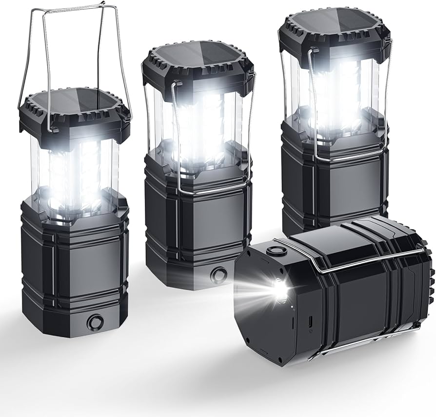 Amazon.com: Solar Camping Lantern 4 Pack, Rechargeable LED Lantern