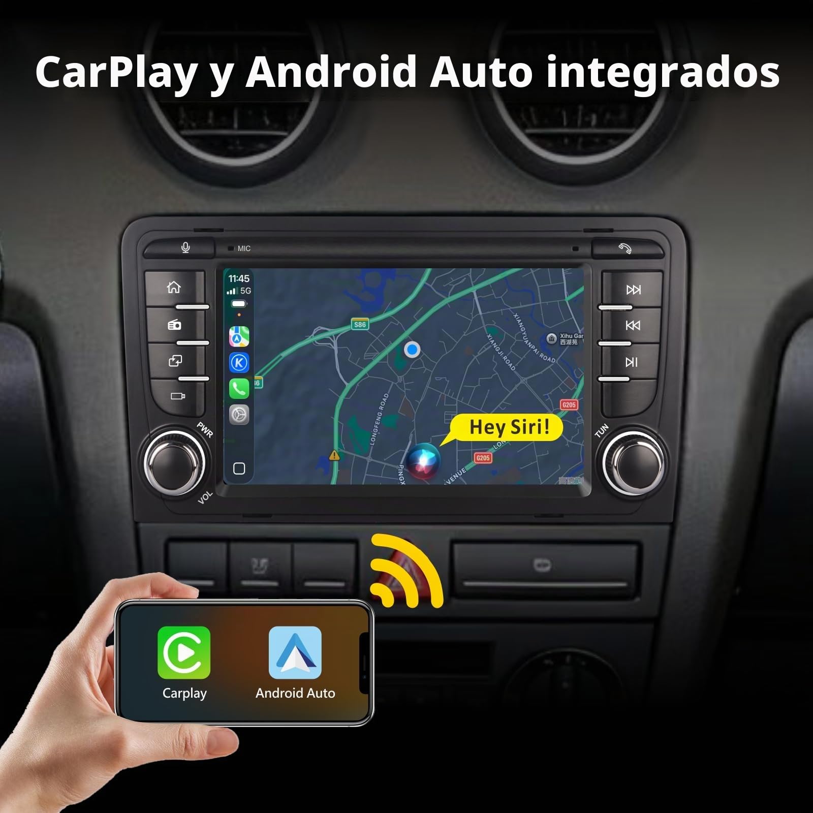 Radio de Coche Linux para Audi A3 S3 RS3 2003-2012 con CarPlay inalámbrico y Android Auto, Arranque en 2 Segundos, Controles físicos, Sonido de Calidad OEM, Puerto Quadlock Plug & Play