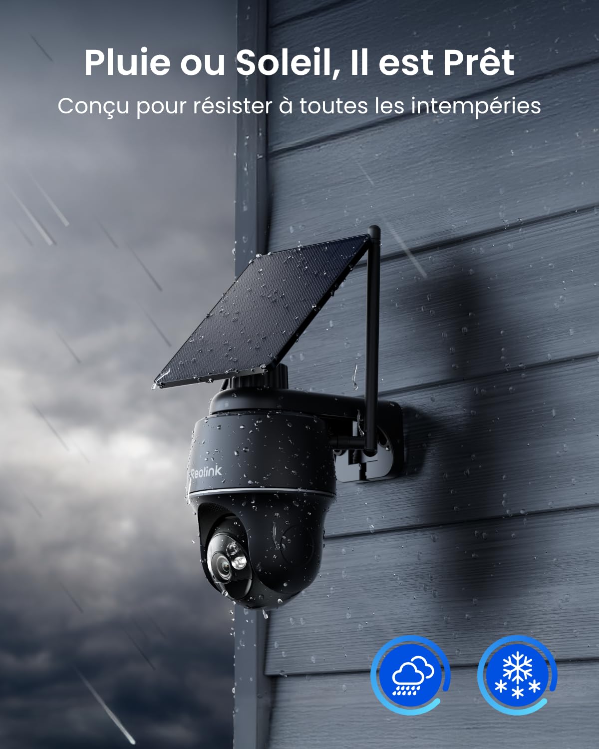 Reolink 5MP Camera Solaire Exterieur WiFi sans Fil, 2,4/5Ghz WiFi, 360° Camera Exterieur Batteries, Détection Personne/Véhicule/Animal, Audio Bidirectionnel, Siren, Argus PT+Panneau Solaire