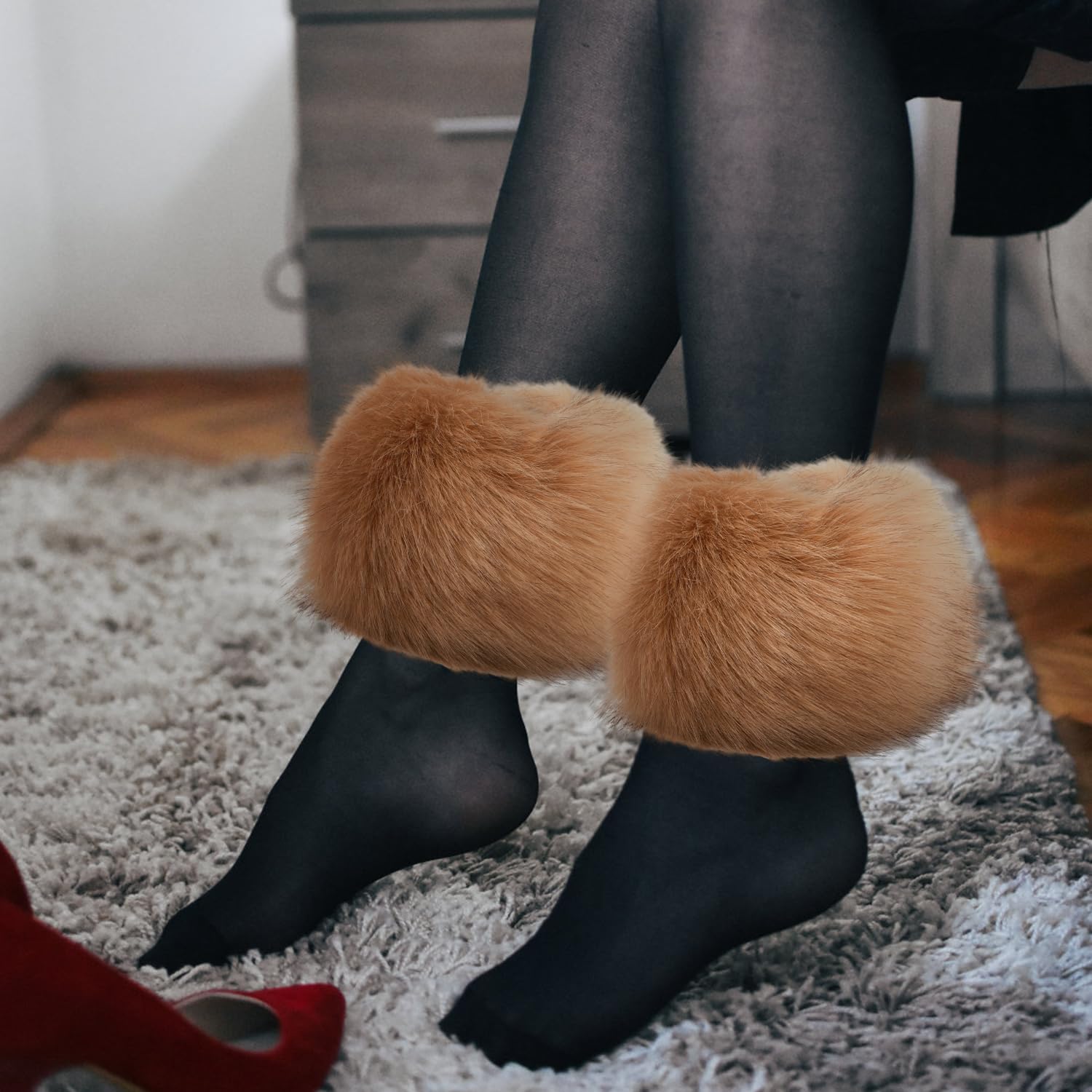 XIHIRCD Polsini Pelosi, Morbido Scalda Polsini Invernali Scaldabraccia Corti Pelosi Elasticizzati Scaldapolsi per Donne Ragazze Costume