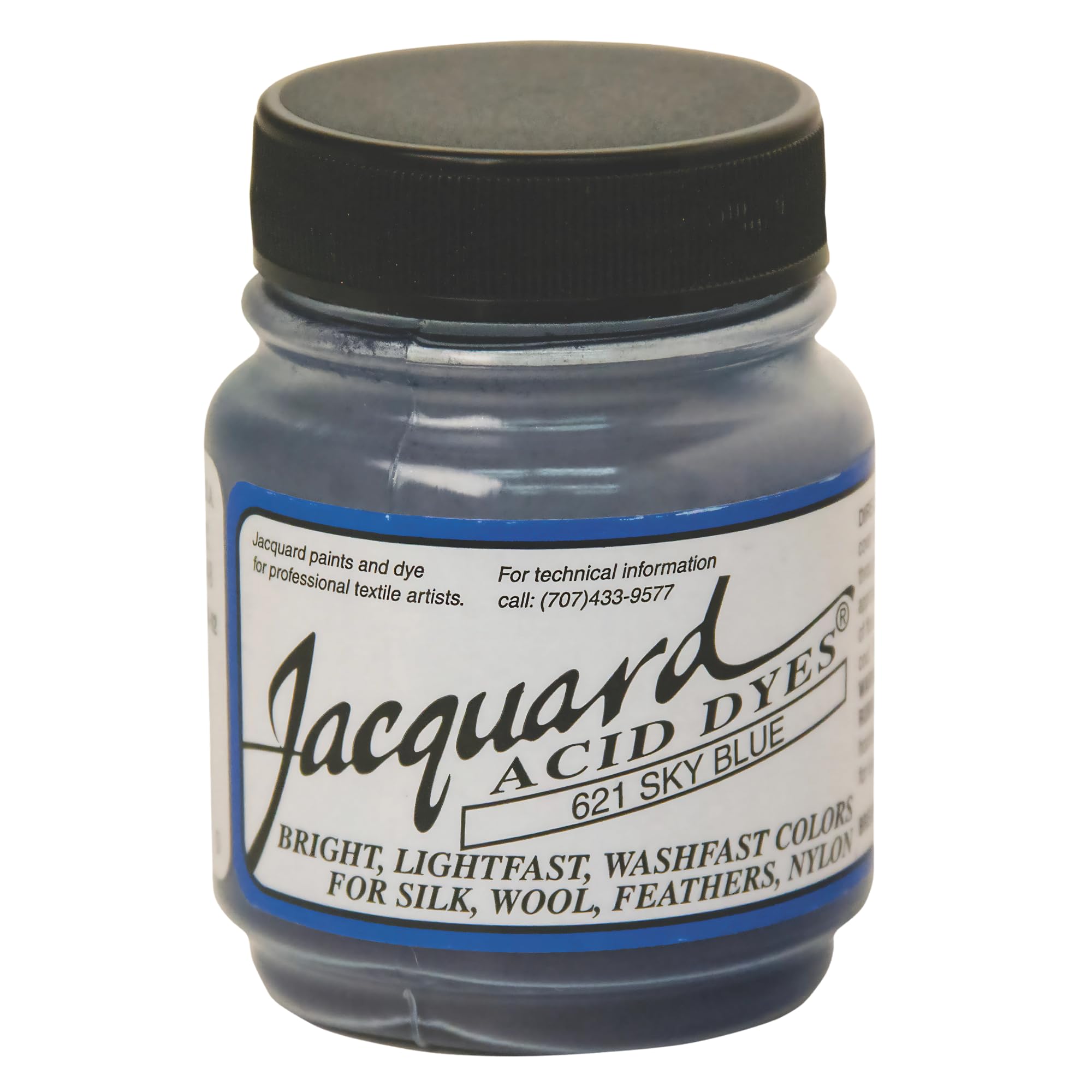 Jacquard Acid Dye (Sky Blue 621) Professional Fabric Dye for Wool, Silk, Nylon & Protein Fibres, Highly Concentrated Powder 14g Jar — image 1