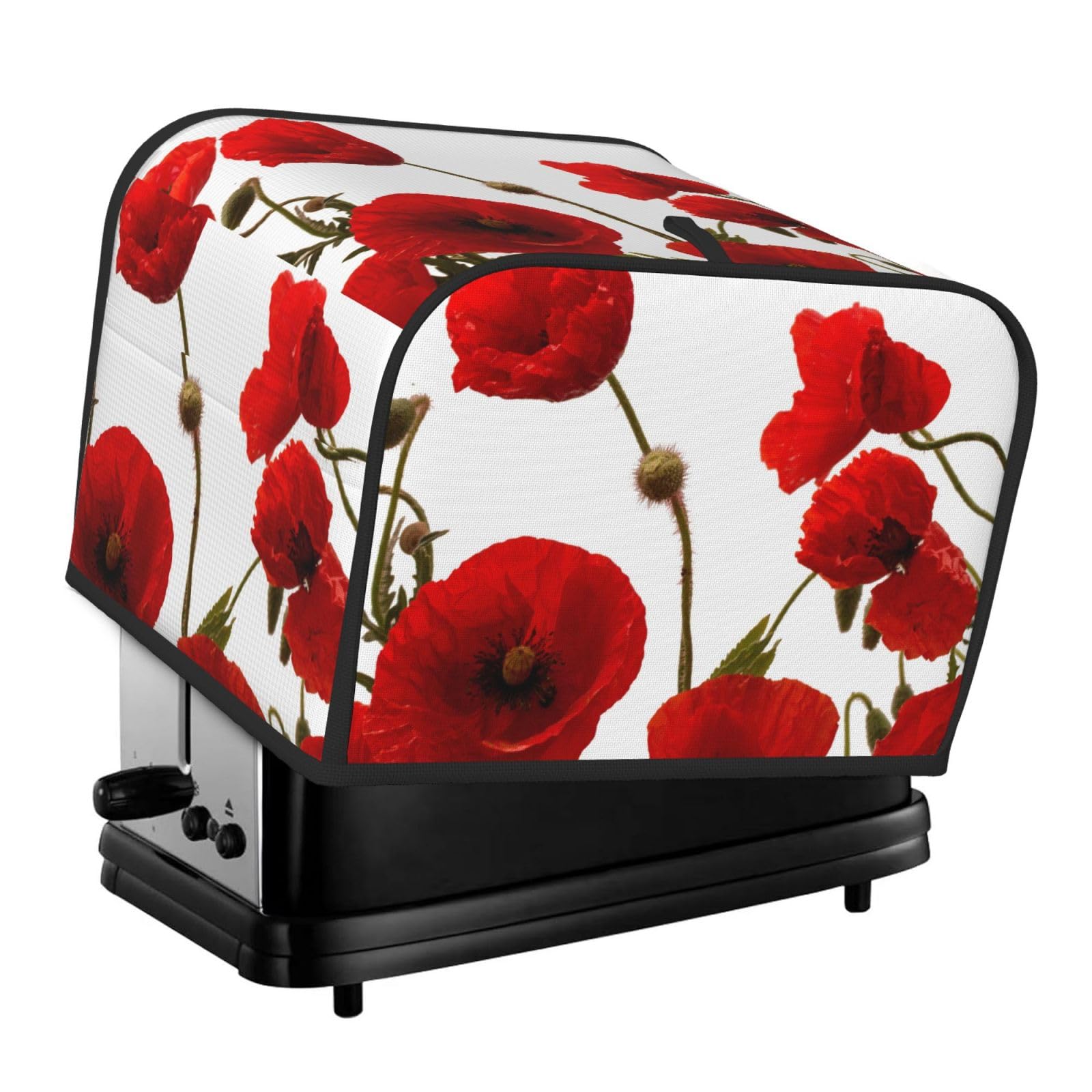 Toaster Cover, 4 Slice Toasters Dust Cover Bread Maker Cover Toaster Oven Cover, Red Poppy Flowers