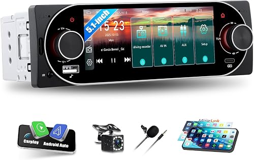 CAMECHO Autoradio 1 Din sans Fil Carplay Android Auto Aut…