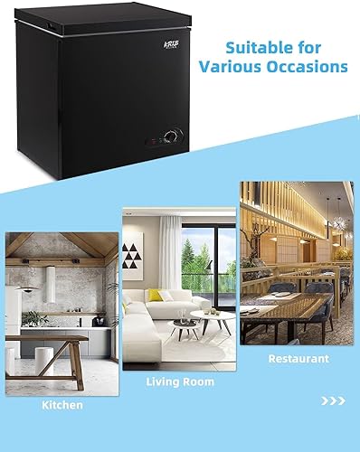 Miniatura 3 de Congelador de pecho de 5.0 pies cúbicos mini ajustable 7 termostato compacto congelador profundo puerta superior bajo ruido con cesta extraíble negro