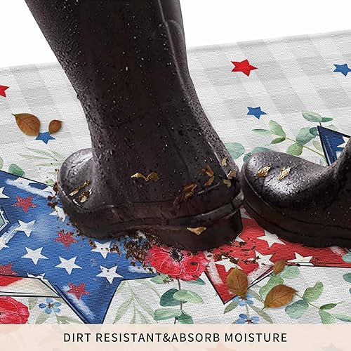 Vista 42 de Tapete de Feliz Navidad, tapete antideslizante para puerta delantera, baño, cocina, dormitorio, patio, entrada, 16 x 24 pulgadas, rojo, negro y verde